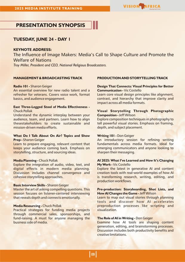 2025 media training schedule