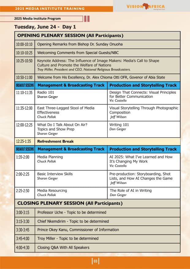 2025 media training schedule
